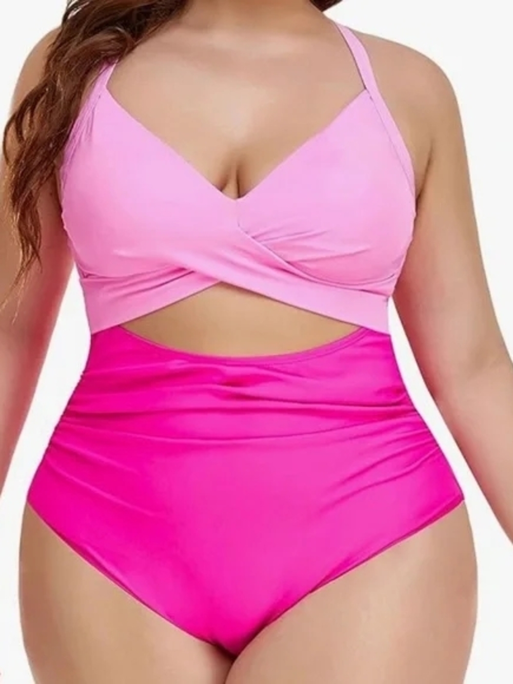 NWOT.  Two-Tone Pink Cutout One-Piece Swimsuit